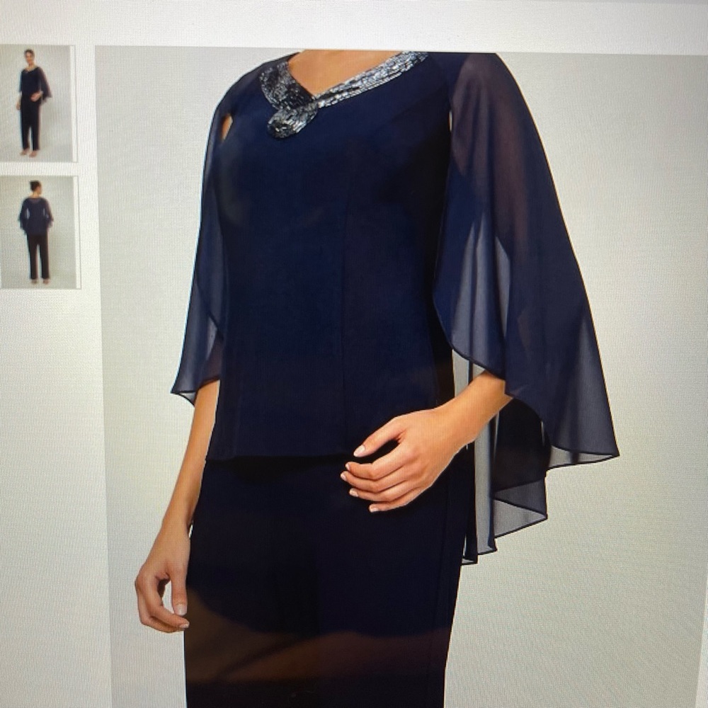 Beaded neck chiffon 2 piece